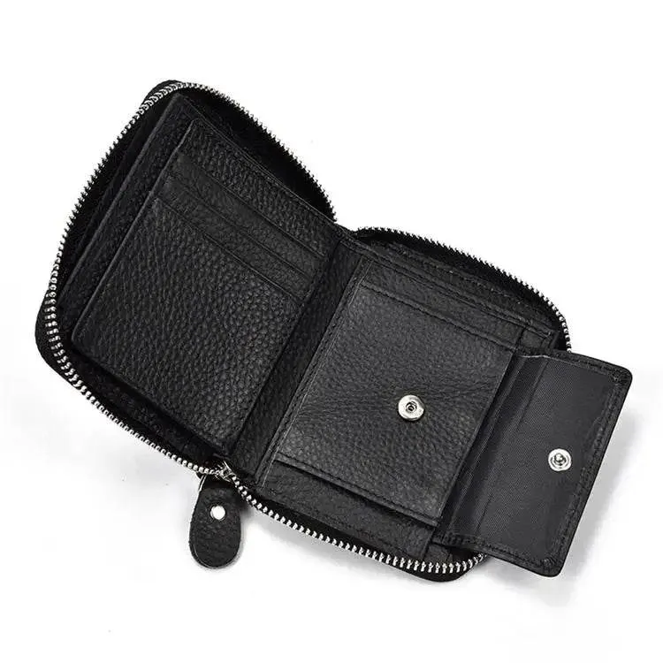 100% Leather Coin Wallet Zip for Men, Women