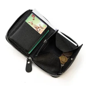 100% Leather Coin Wallet Zip for Men, Women