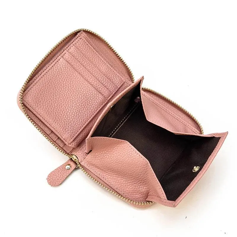 100% Leather Coin Wallet Zip for Men, Women