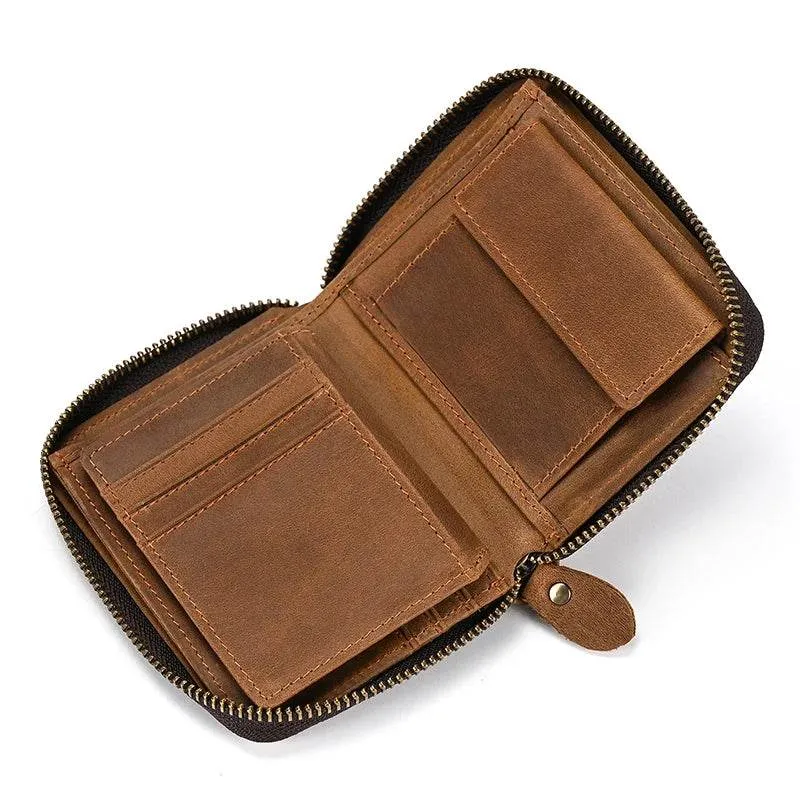 100% Leather Coin Wallet Zip for Men, Women