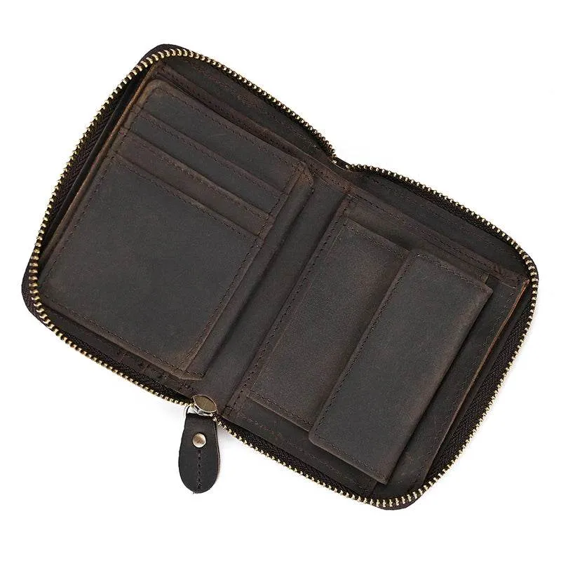 100% Leather Coin Wallet Zip for Men, Women