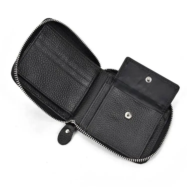 100% Leather Coin Wallet Zip for Men, Women