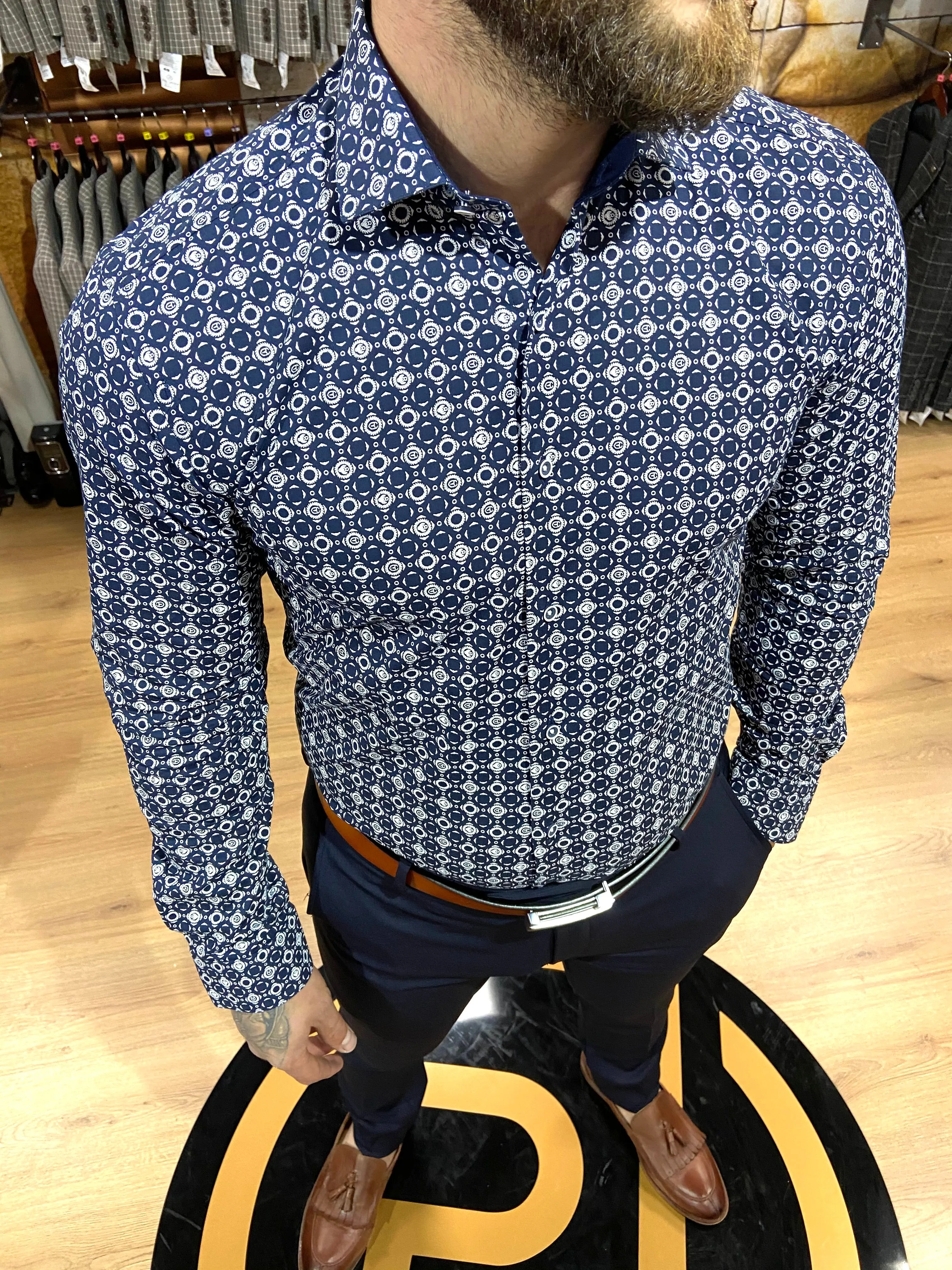 1201 Navy L/S Shirt