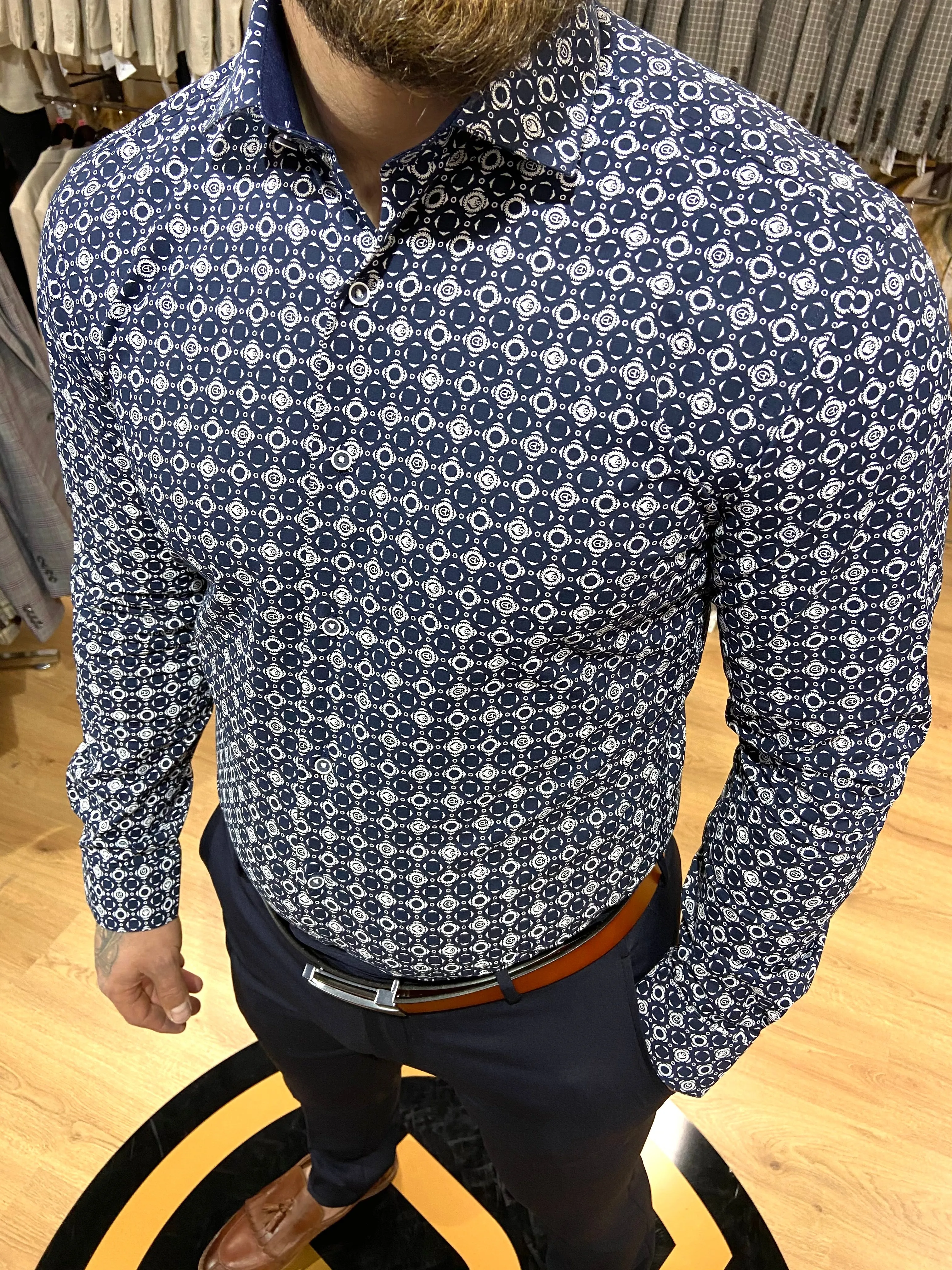 1201 Navy L/S Shirt