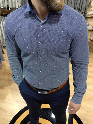 1201 Polka Navy & White L/S Shirt