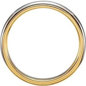 14K Yellow & White Half Round Band with Milgrain 5723 - 3.5 mm