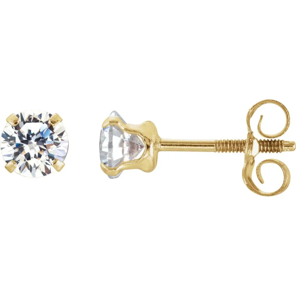 14k Yellow Gold CZ Earrings
