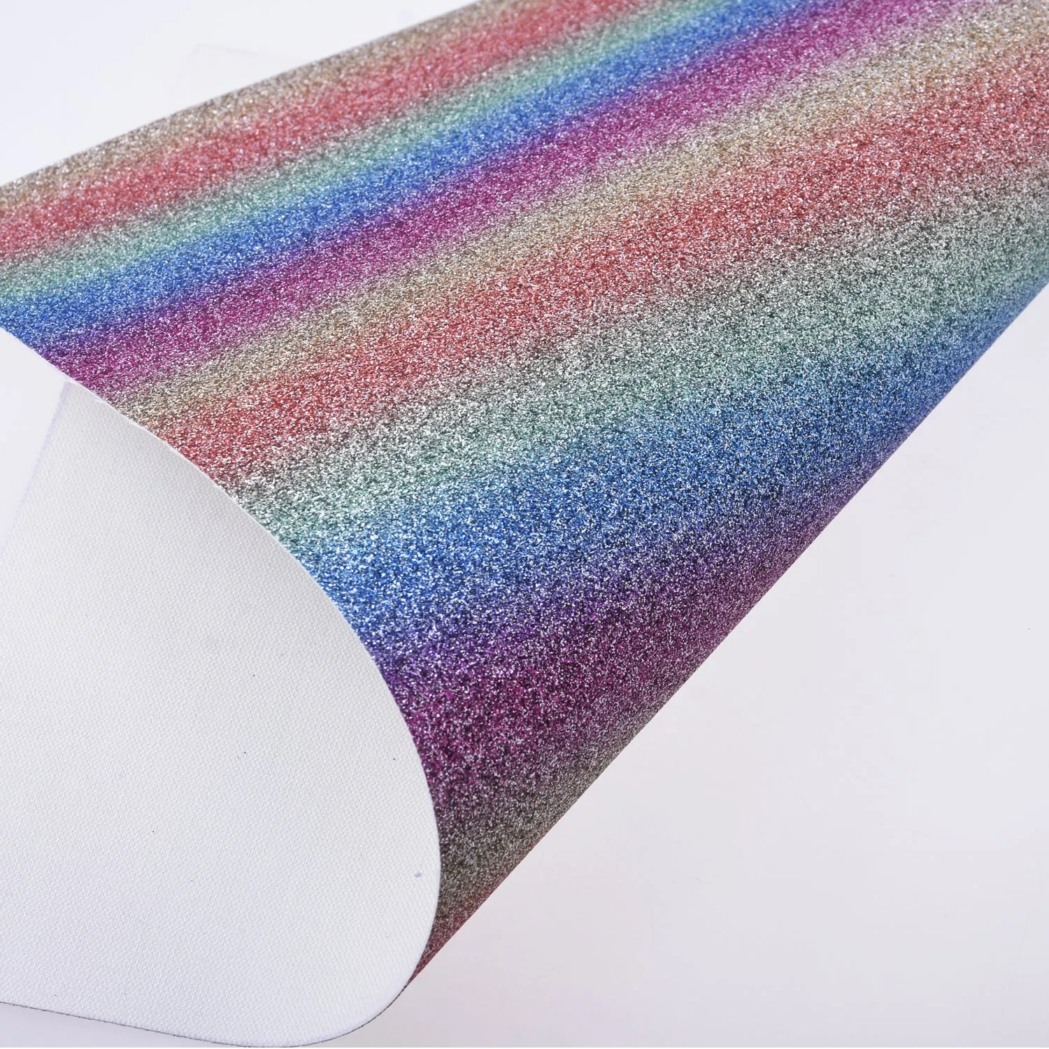 8*12" Silver Rainbow Glitter Faux leather sheets Glitter Fabric for Crafts and Hair Bows 1pcs 102636