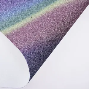 8*12" Silver Rainbow Glitter Faux leather sheets Glitter Fabric for Crafts and Hair Bows 1pcs 102636
