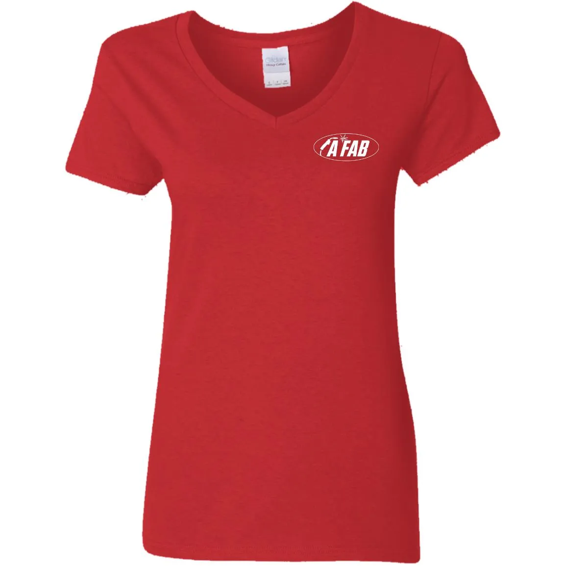 A Fab white logo G500VL Ladies' 5.3 oz. V-Neck T-Shirt