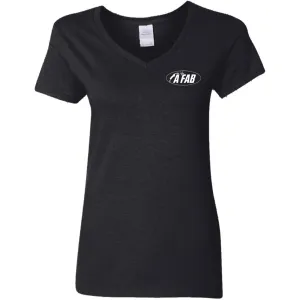 A Fab white logo G500VL Ladies' 5.3 oz. V-Neck T-Shirt