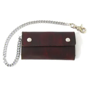 AB350  7" Antique Finish Credit Card Bi-Fold Wallet w/ Chain