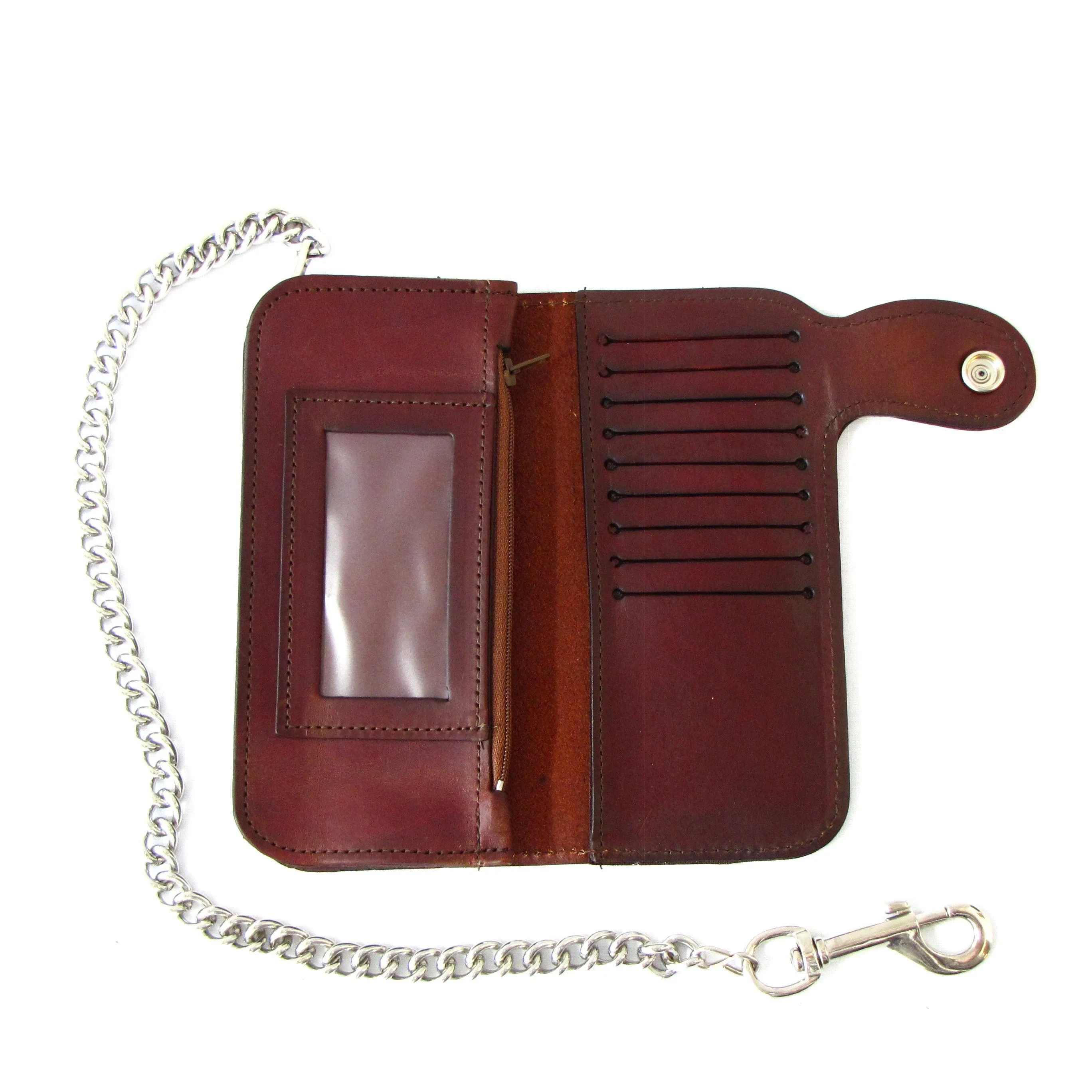 AB473  Antique Finish Side Snap Wallet w/ Chain