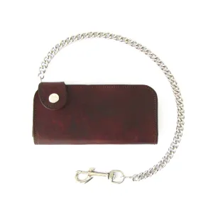 AB473  Antique Finish Side Snap Wallet w/ Chain
