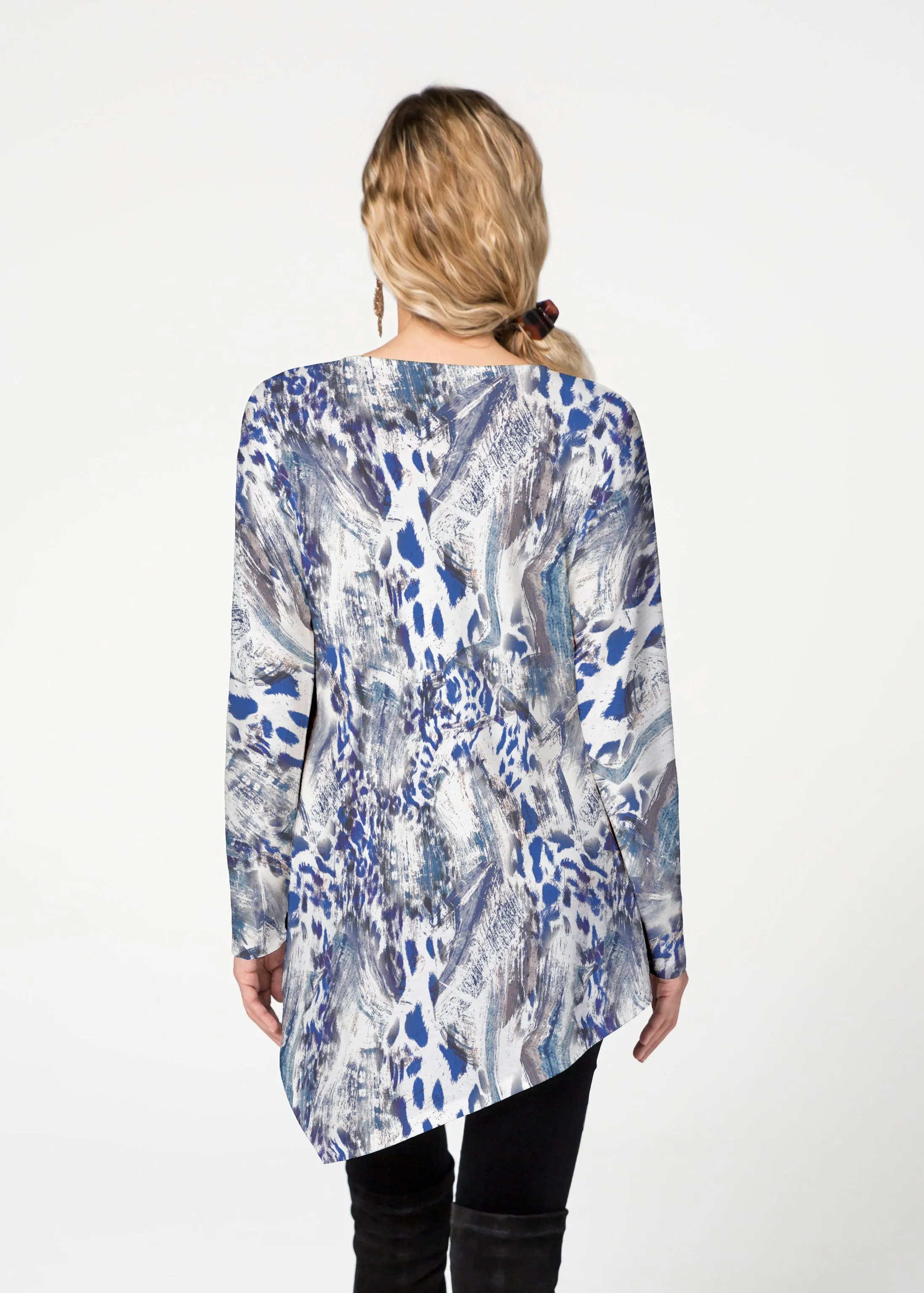 Abstract Leopard (7647) ~ Asymmetrical French Terry Tunic
