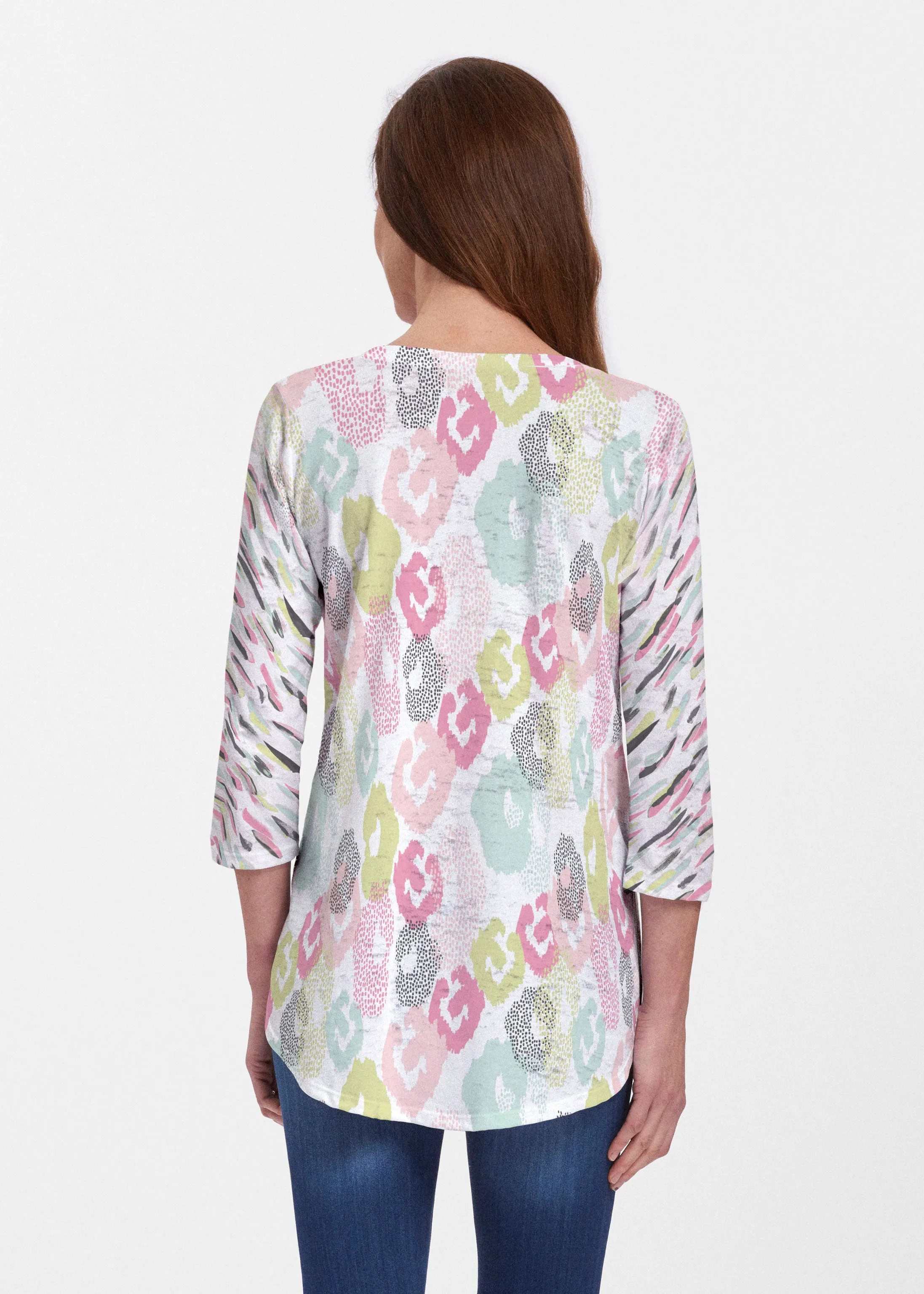 Abstract Pastel Ikat (7813) ~ Signature V-neck Flowy Tunic