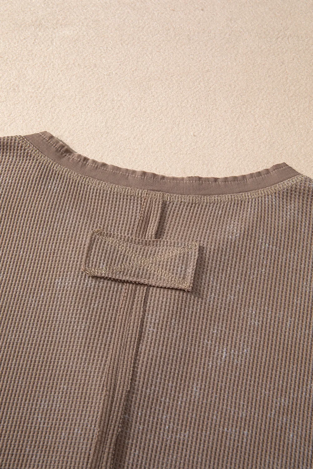 Acid Wash Waffle Knit Long Sleeve Top