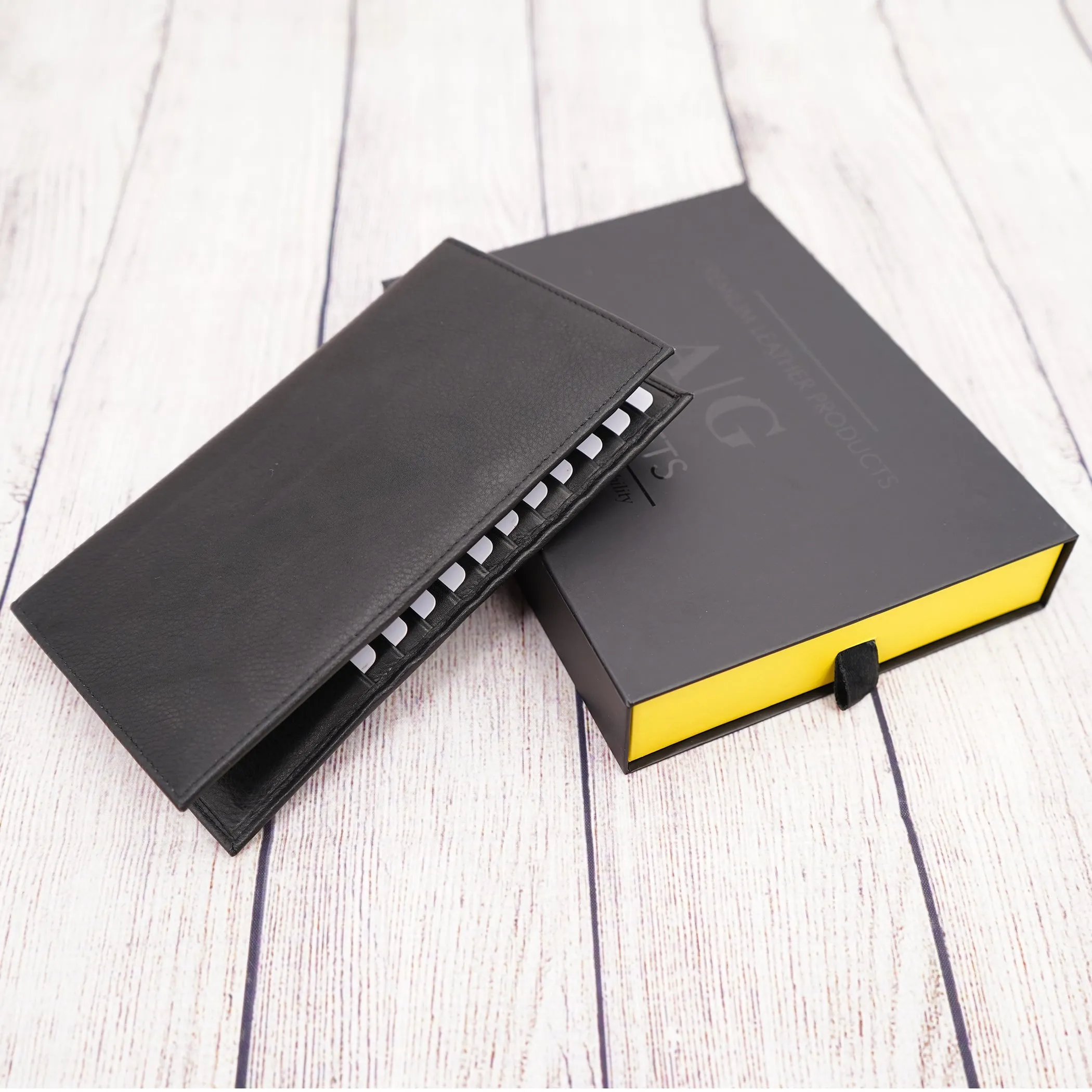AG Wallets RFID Full Grain Napa Cowhide Leather Credit Card Organizer Long Wallet, Holds Up To 20 Cards, 2 Side Cash Slots
