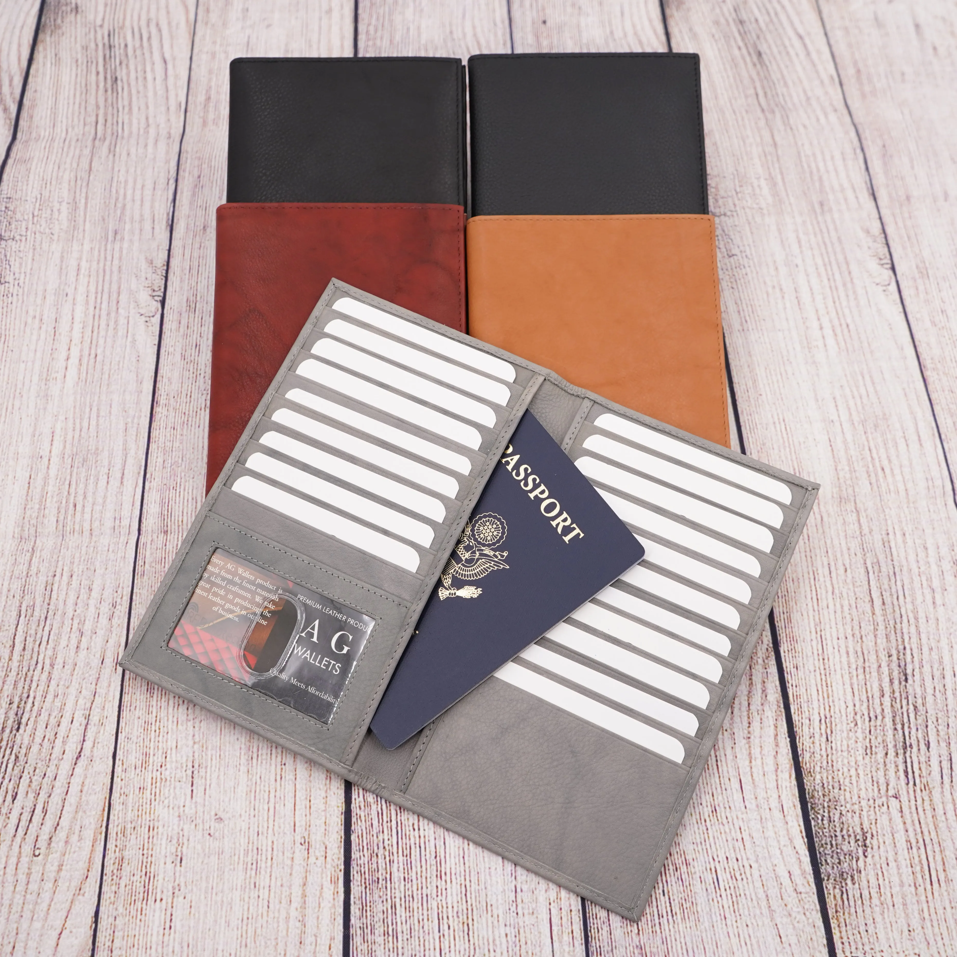 AG Wallets RFID Full Grain Napa Cowhide Leather Credit Card Organizer Long Wallet, Holds Up To 20 Cards, 2 Side Cash Slots