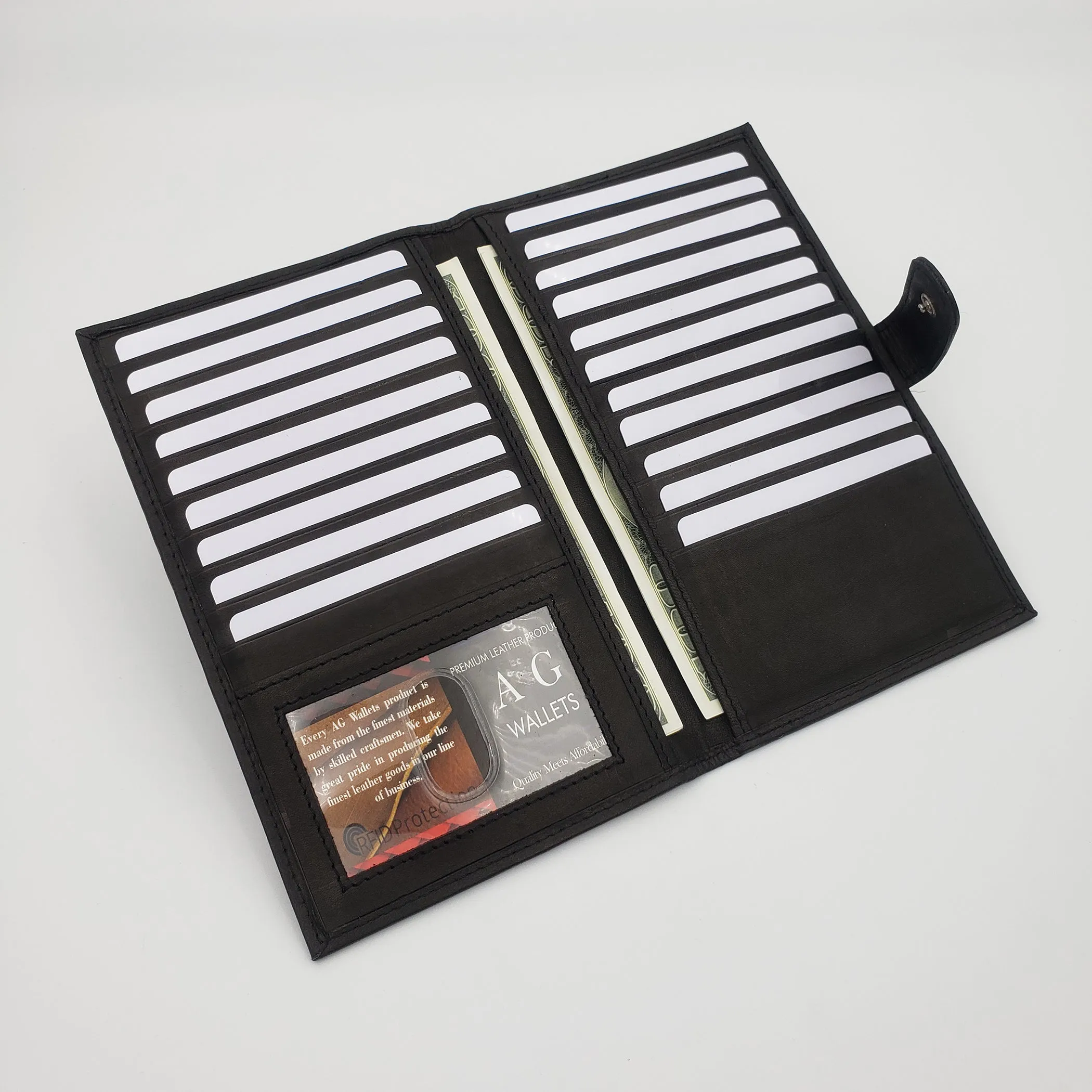 AG Wallets RFID Snap Close Leather Credit Card Organizer & Wallet