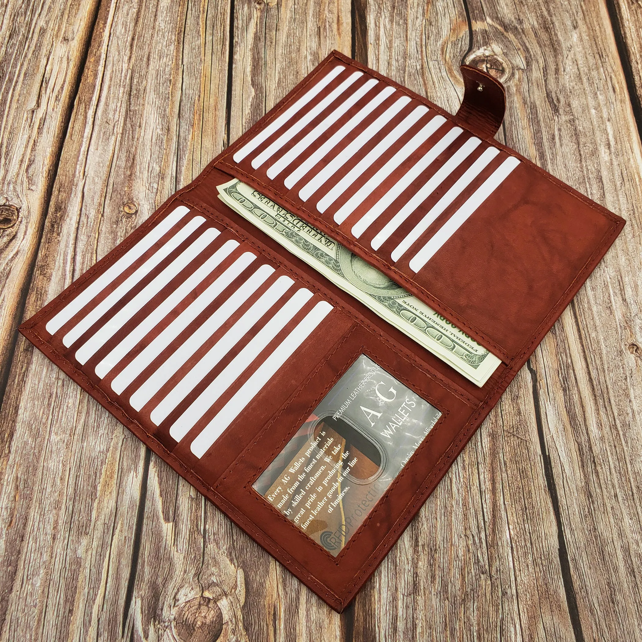 AG Wallets RFID Snap Close Leather Credit Card Organizer & Wallet