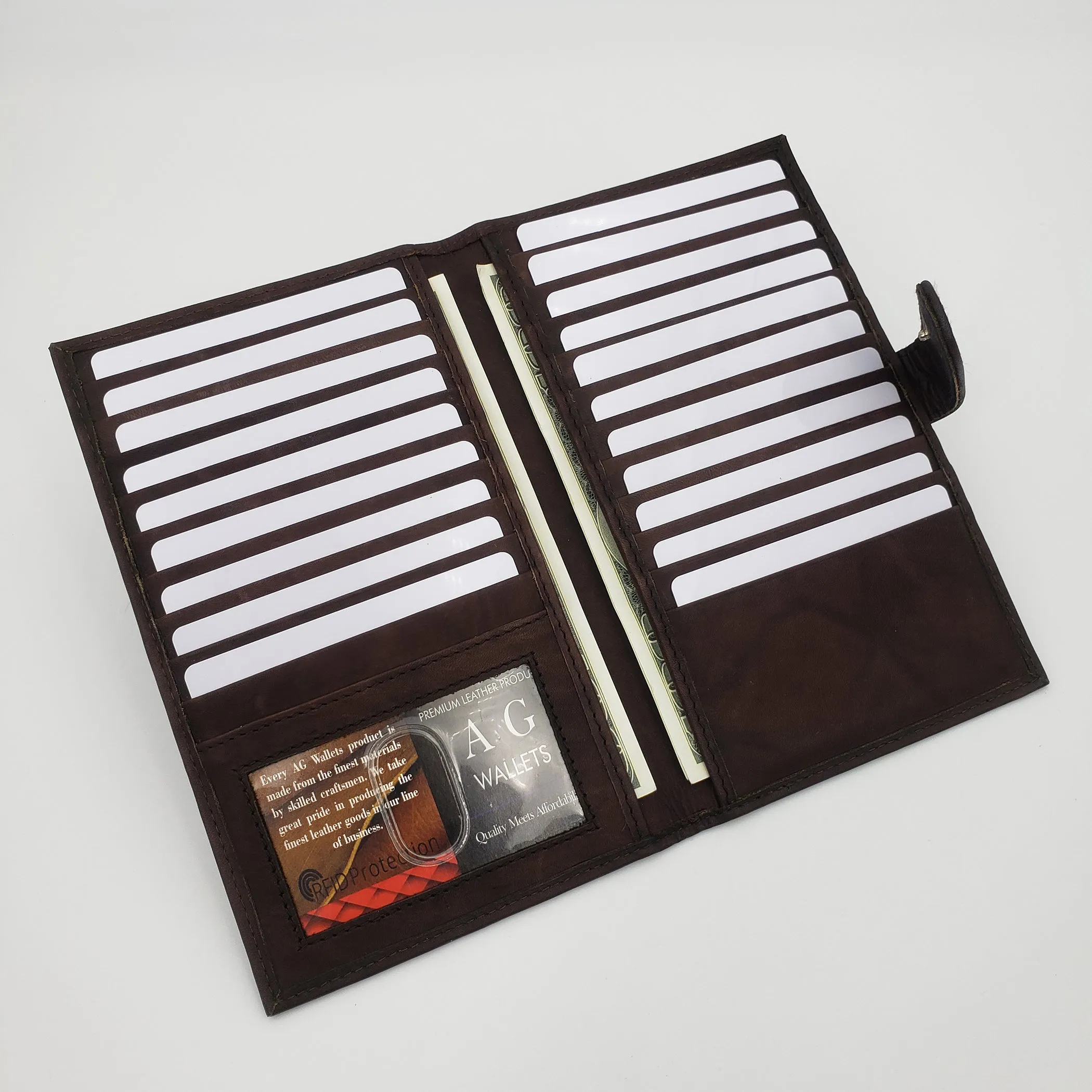 AG Wallets RFID Snap Close Leather Credit Card Organizer & Wallet