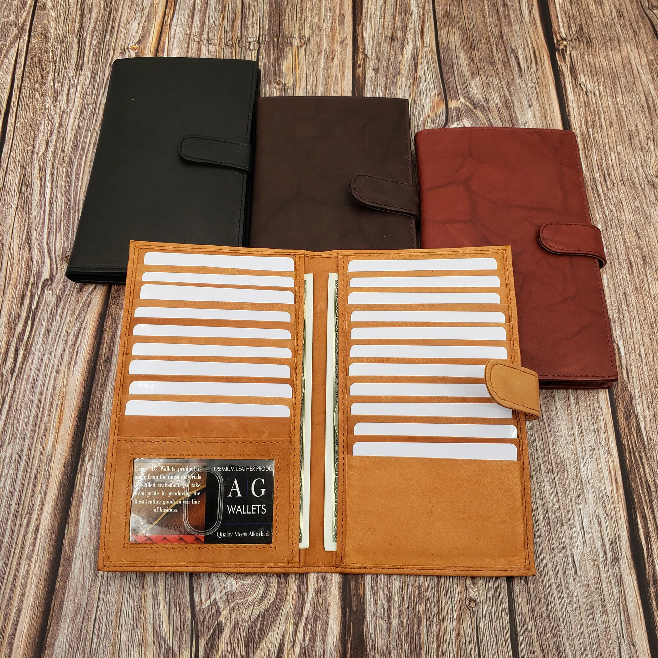 AG Wallets RFID Snap Close Leather Credit Card Organizer & Wallet