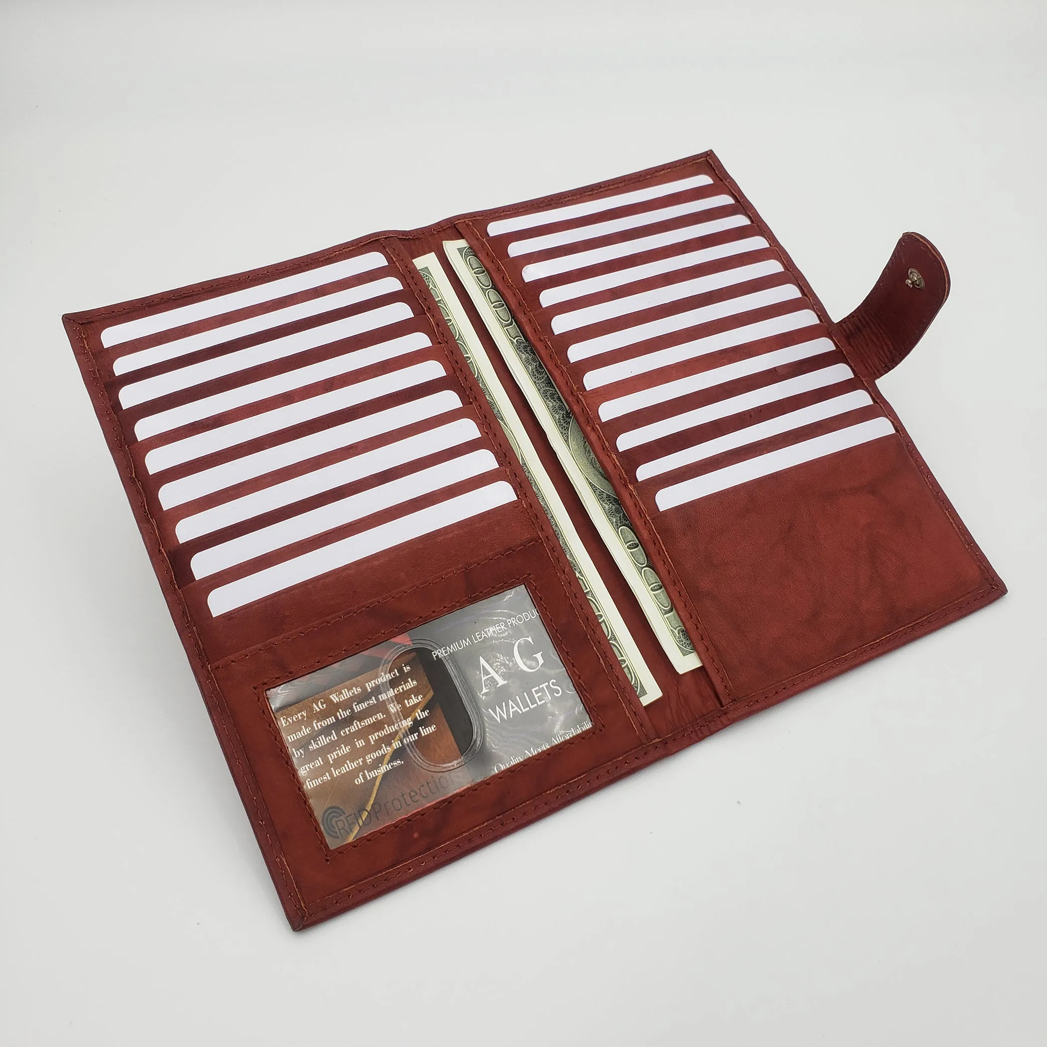AG Wallets RFID Snap Close Leather Credit Card Organizer & Wallet