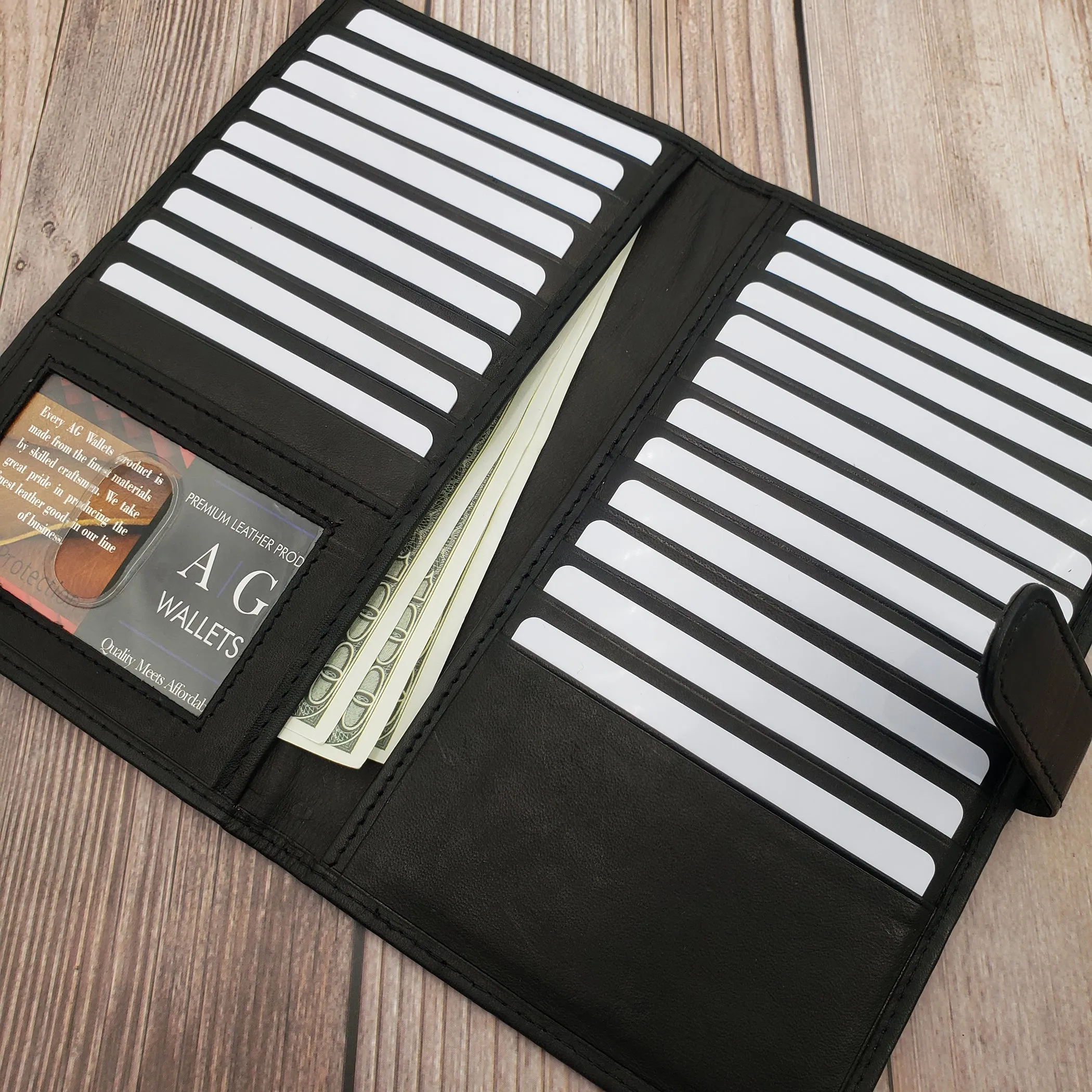 AG Wallets RFID Snap Close Leather Credit Card Organizer & Wallet
