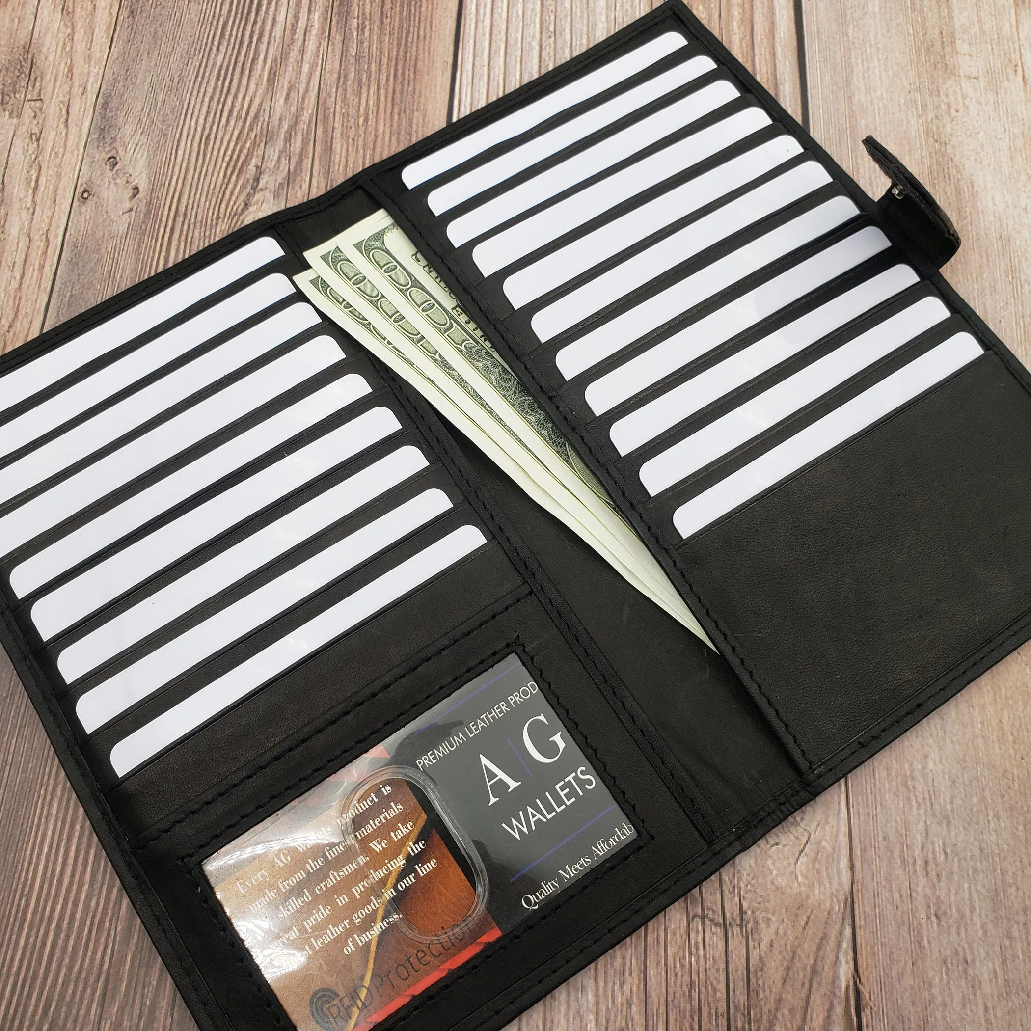 AG Wallets RFID Snap Close Leather Credit Card Organizer & Wallet
