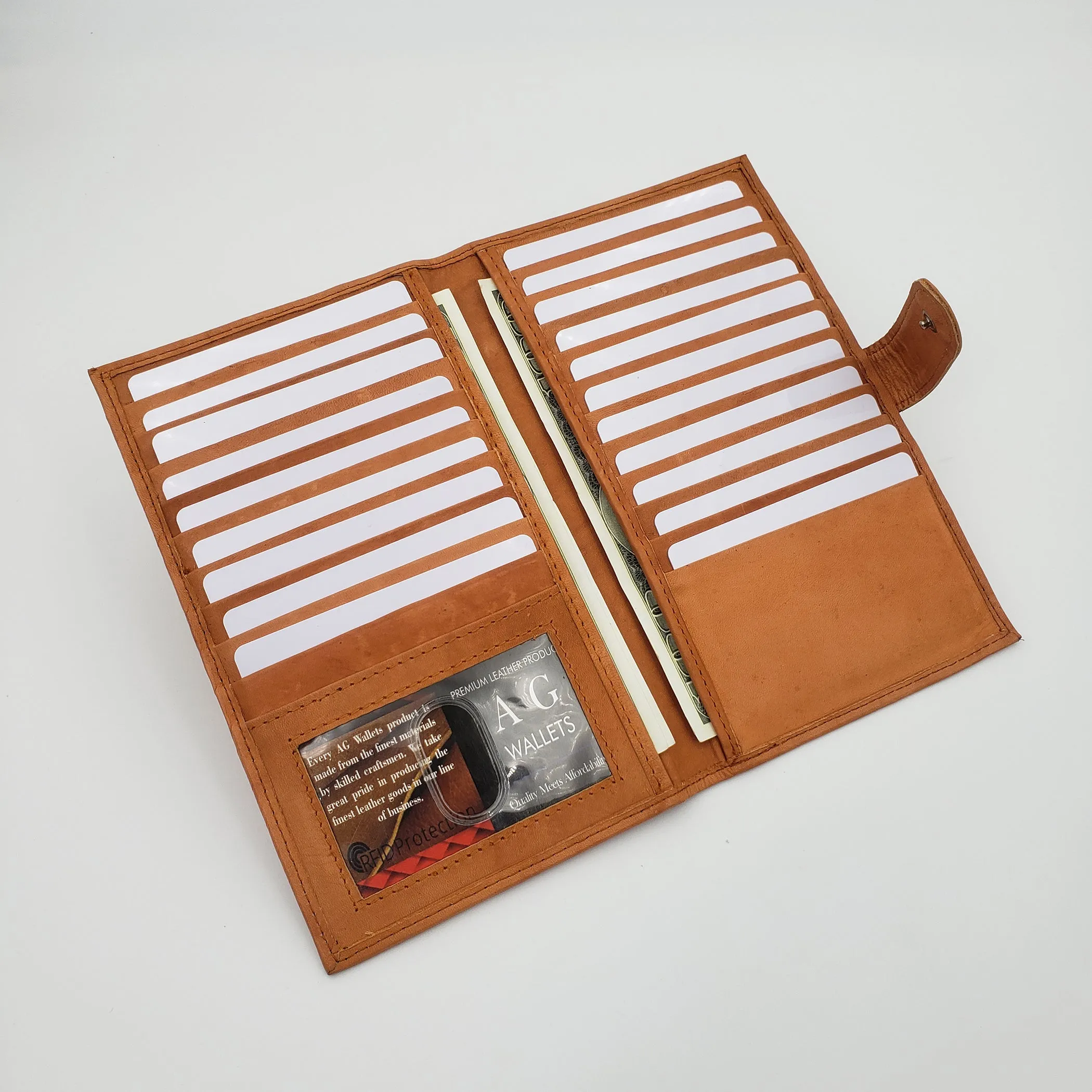AG Wallets RFID Snap Close Leather Credit Card Organizer & Wallet