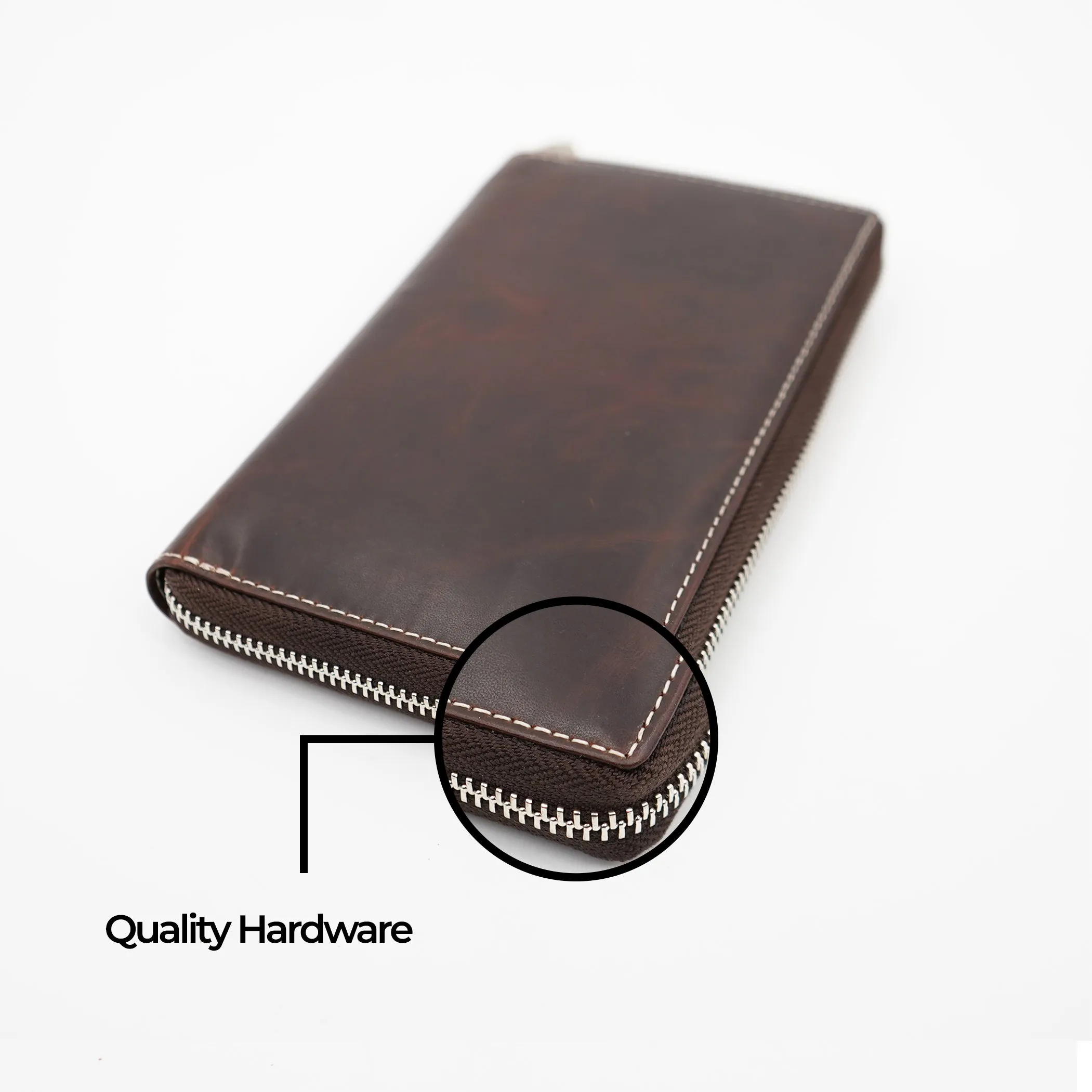 AG Wallets Soft Napa Leather RFID Safe 20 Credit Card Holder Zipper Slim Bifold Wallet & Organizer