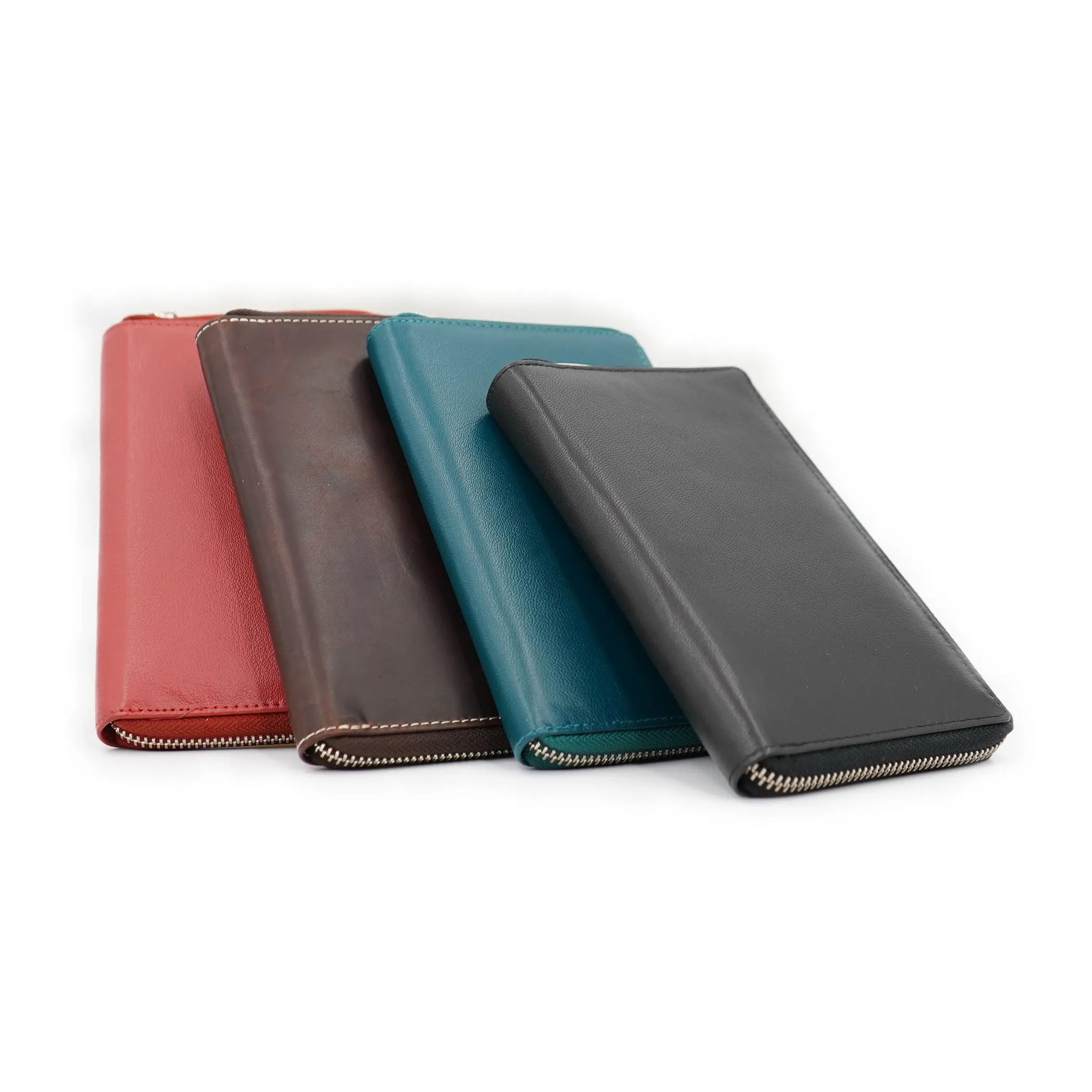 AG Wallets Soft Napa Leather RFID Safe 20 Credit Card Holder Zipper Slim Bifold Wallet & Organizer