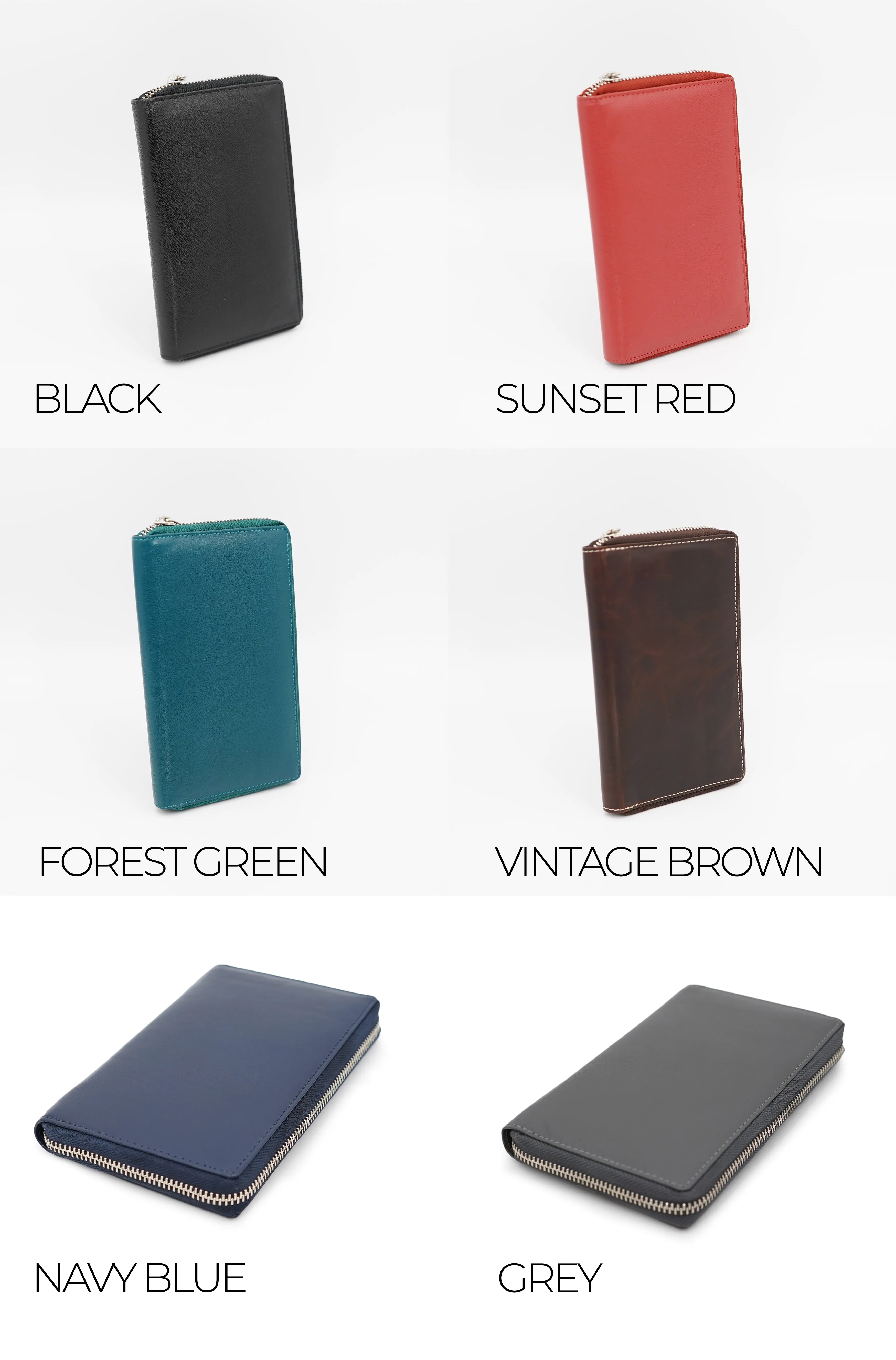 AG Wallets Soft Napa Leather RFID Safe 20 Credit Card Holder Zipper Slim Bifold Wallet & Organizer