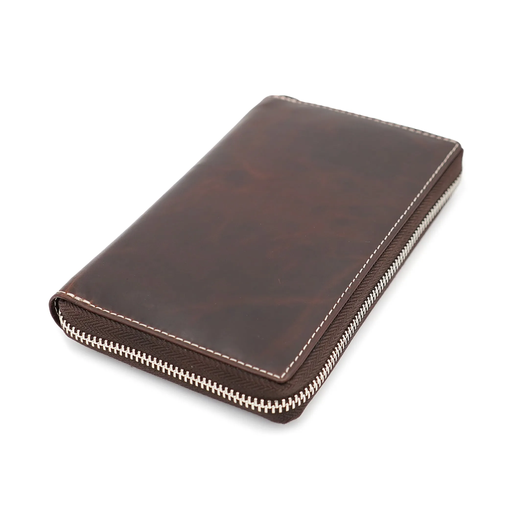 AG Wallets Soft Napa Leather RFID Safe 20 Credit Card Holder Zipper Slim Bifold Wallet & Organizer