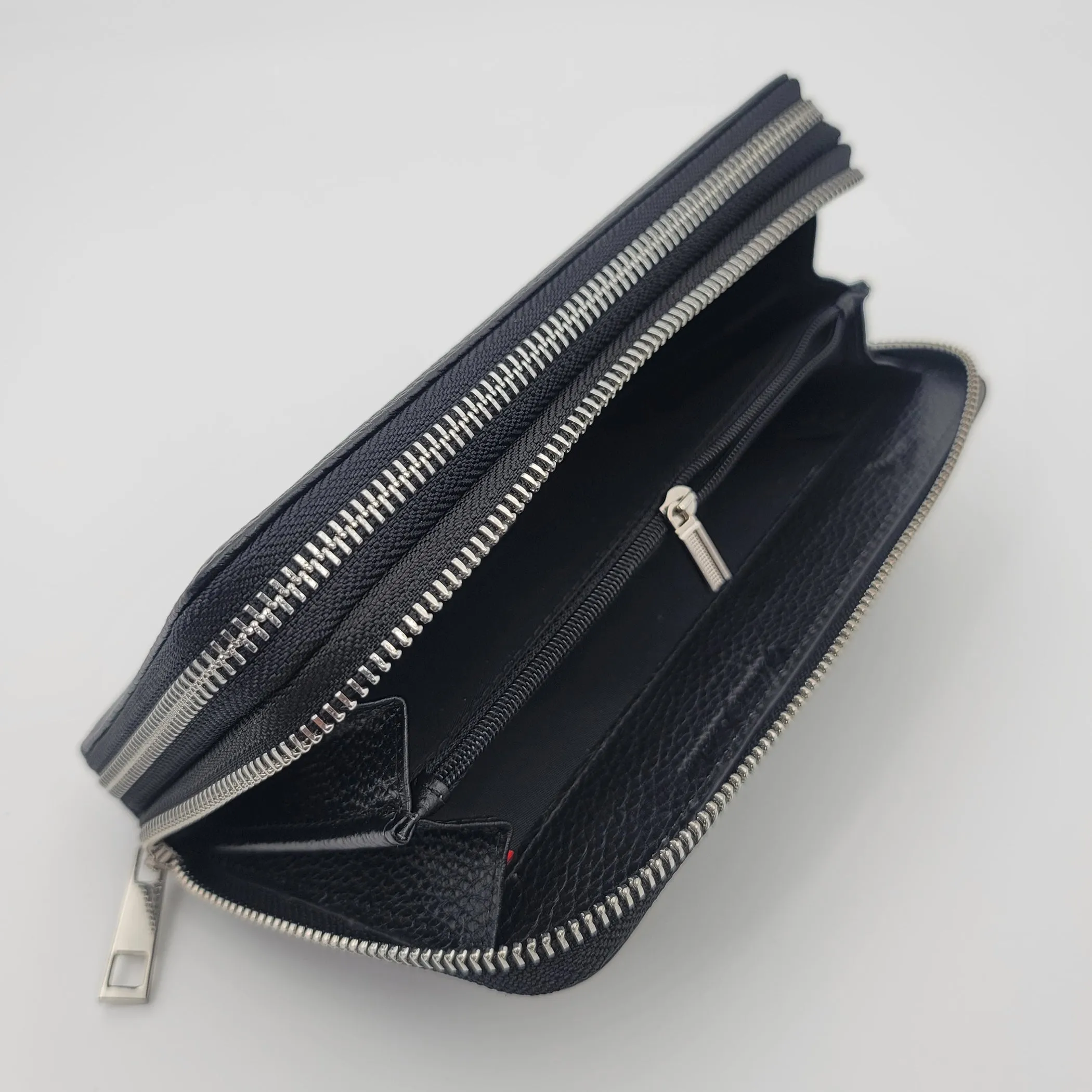 AG Wallets Women's Double Zipper Leather Large Capacity RFID Wristlet