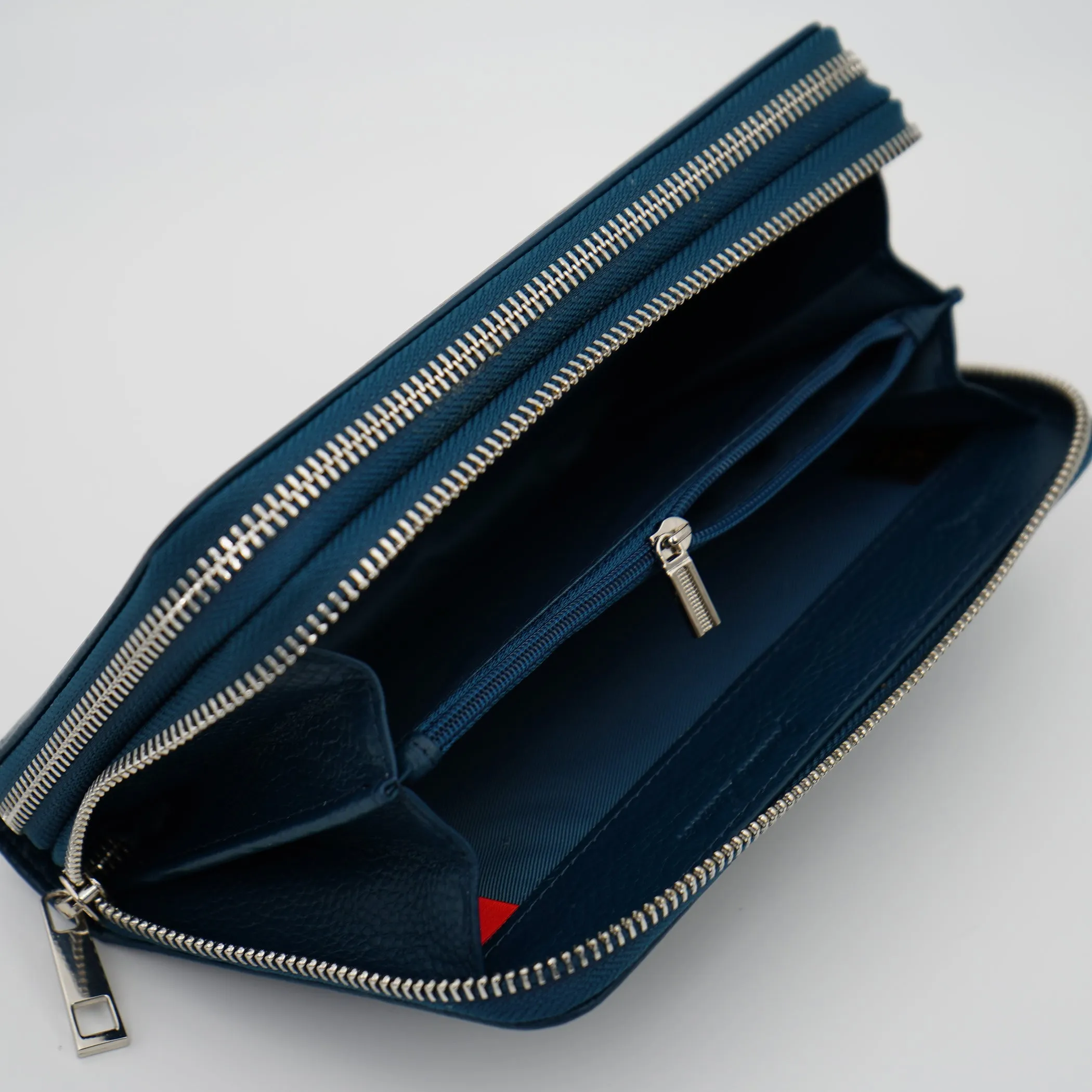 AG Wallets Women's Double Zipper Leather Large Capacity RFID Wristlet