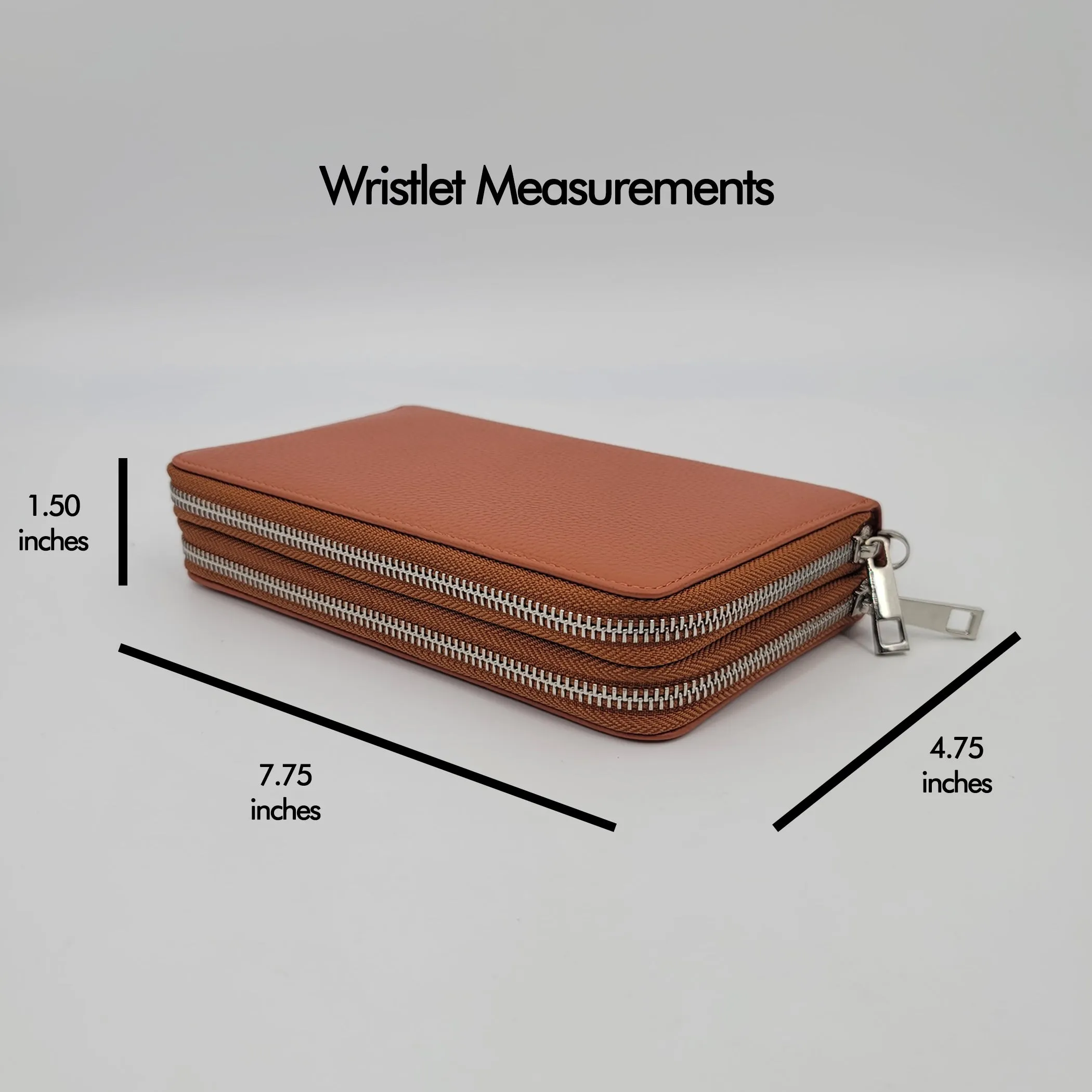 AG Wallets Women's Double Zipper Leather Large Capacity RFID Wristlet