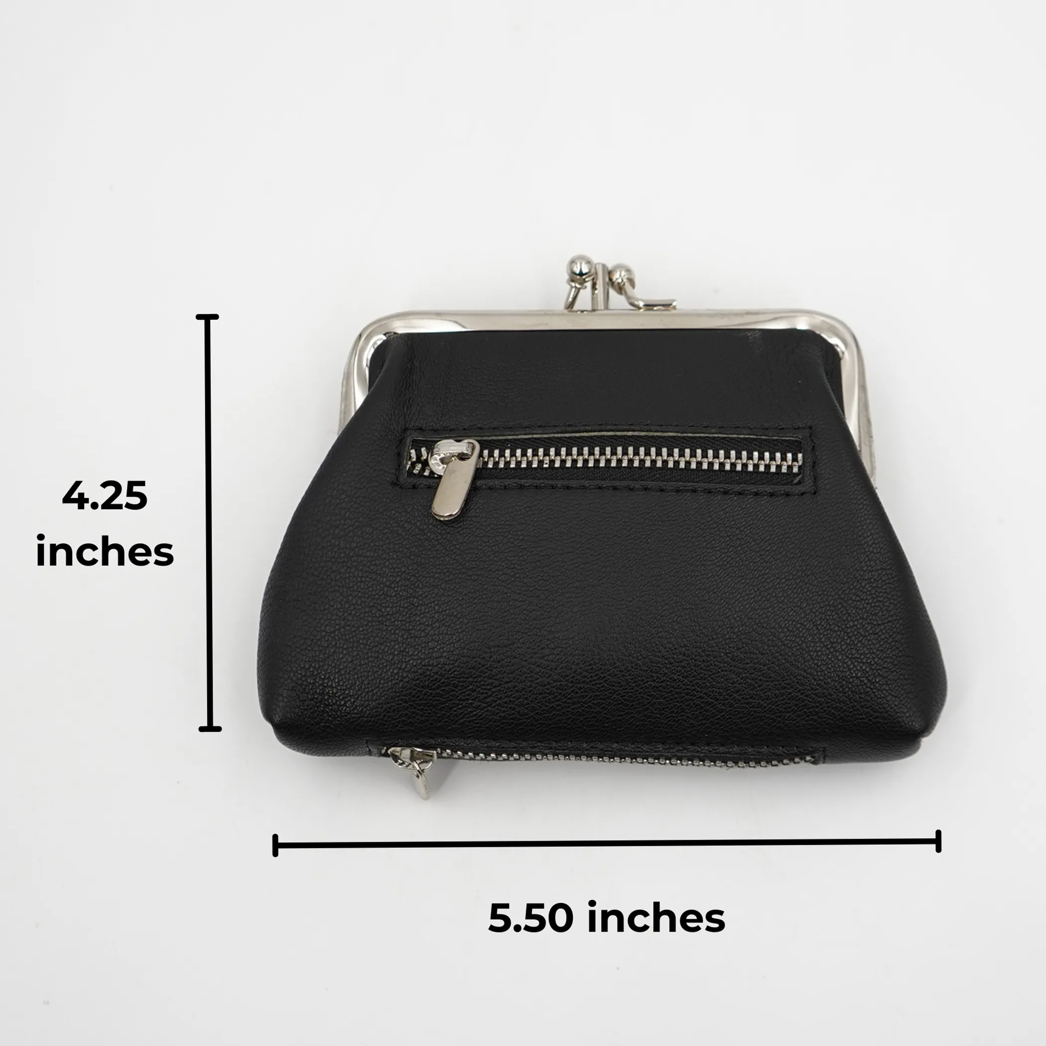 AG Wallets Women's Napa Leather Metal Frame Double Kiss Lock Coin and Change Purse, Metal Frame Coin Purse With Kiss Lock