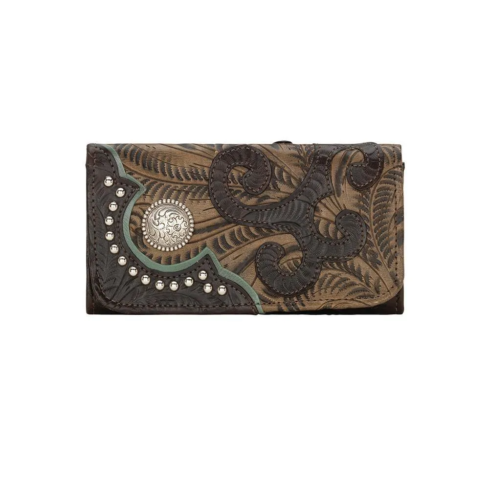 American West Handbag Annie's Secret Collection: Leather Tri-Fold Western Wallet