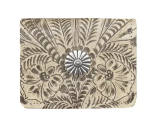 American West Tooled Collection: Leather Tri-Fold Wallet With Concho