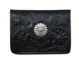 American West Tooled Collection: Leather Tri-Fold Wallet With Concho