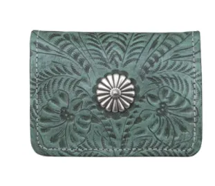 American West Tooled Collection: Leather Tri-Fold Wallet With Concho