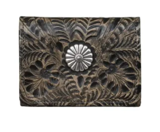 American West Tooled Collection: Leather Tri-Fold Wallet With Concho
