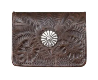 American West Tooled Collection: Leather Tri-Fold Wallet With Concho