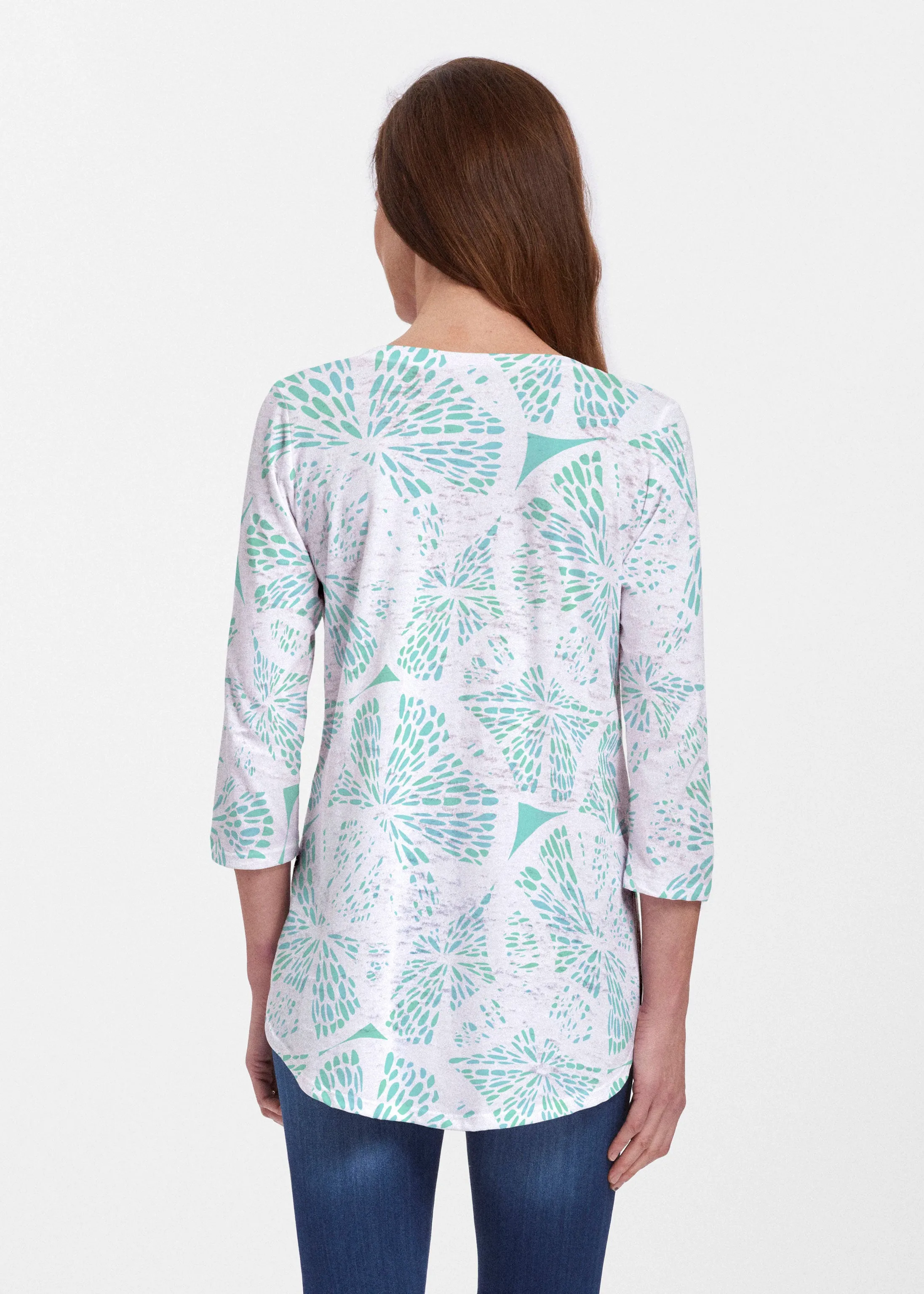 Aqua Citrus (7855) ~ Signature V-neck Flowy Tunic