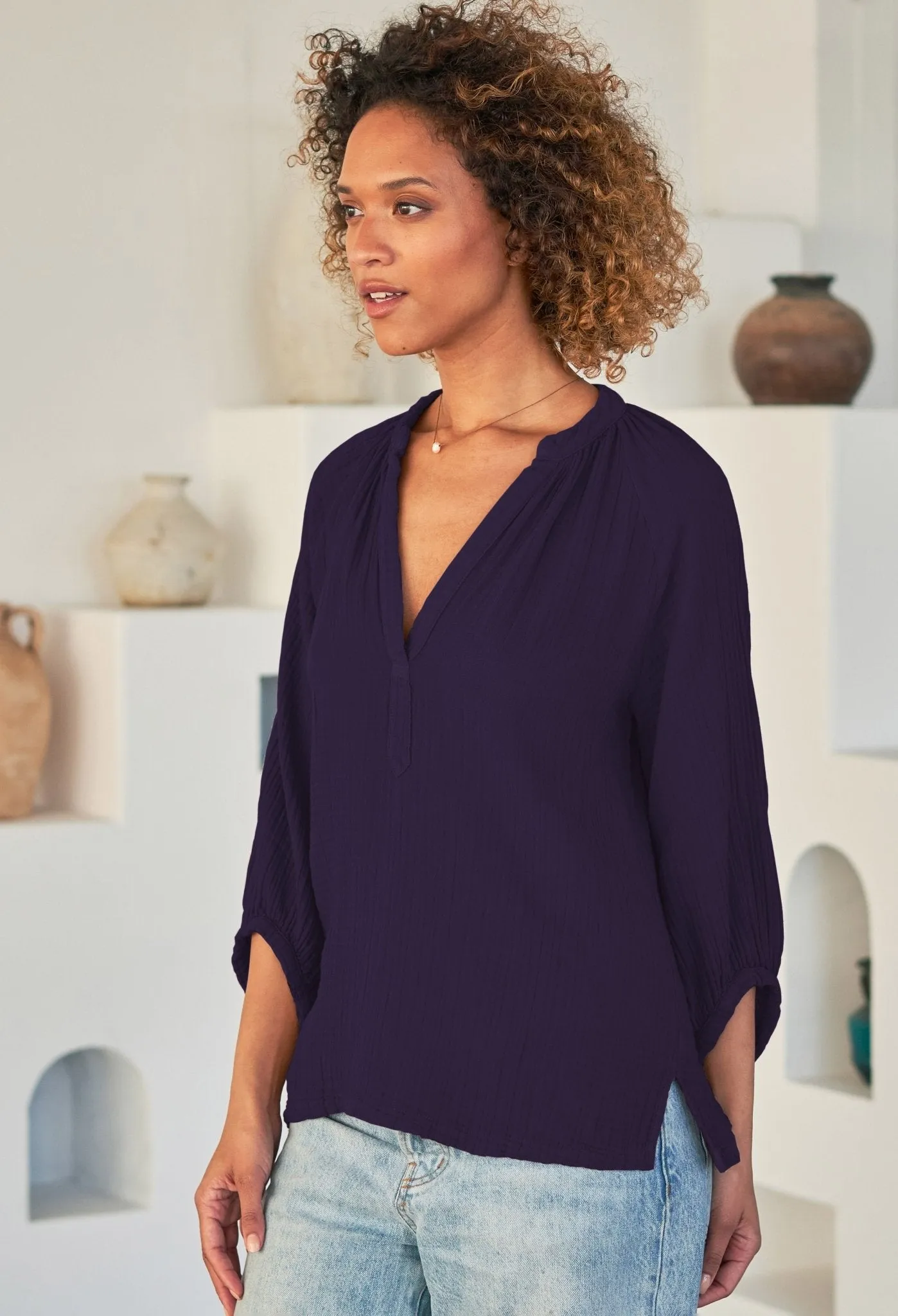 Aubergine Gauze Top