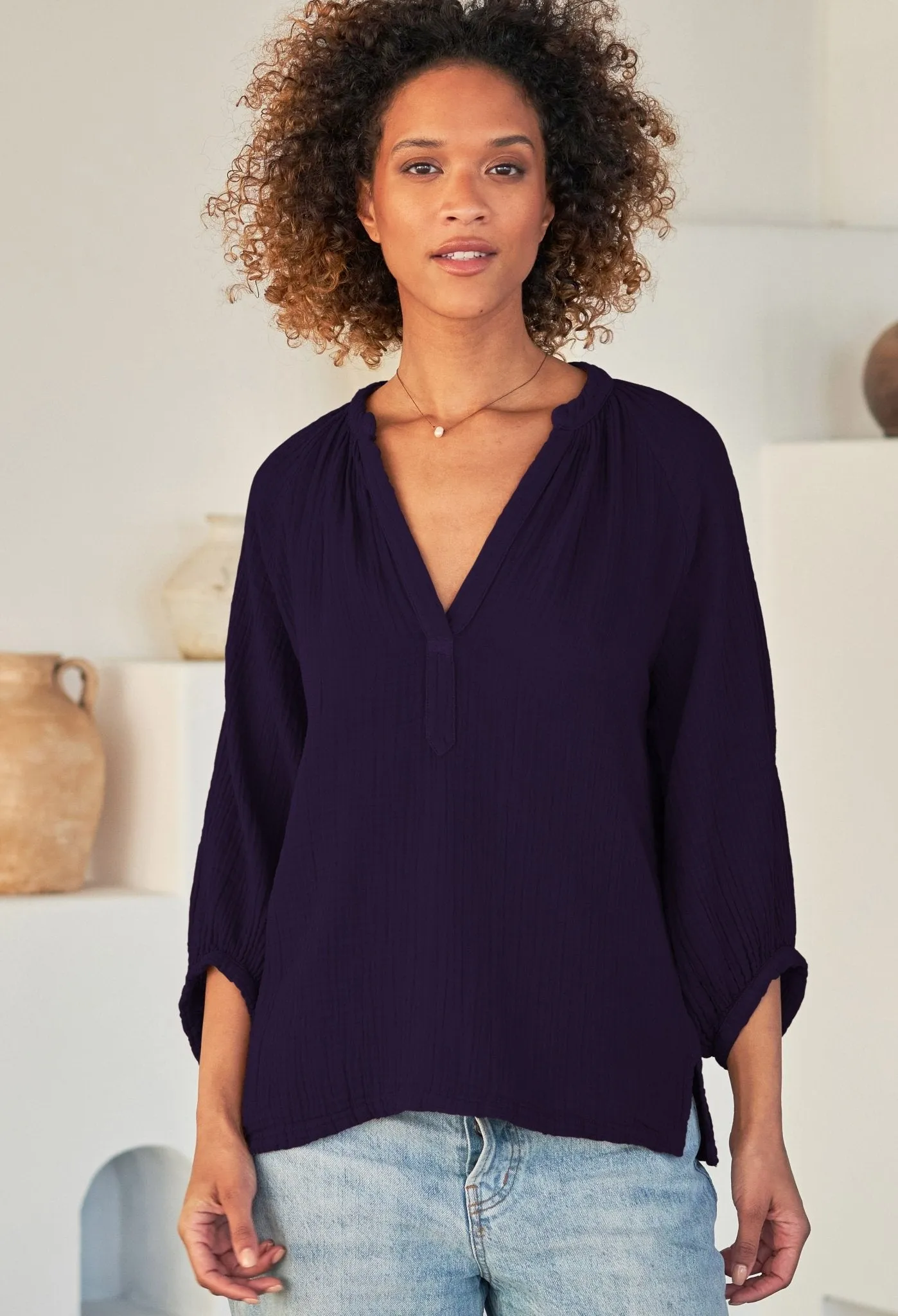 Aubergine Gauze Top