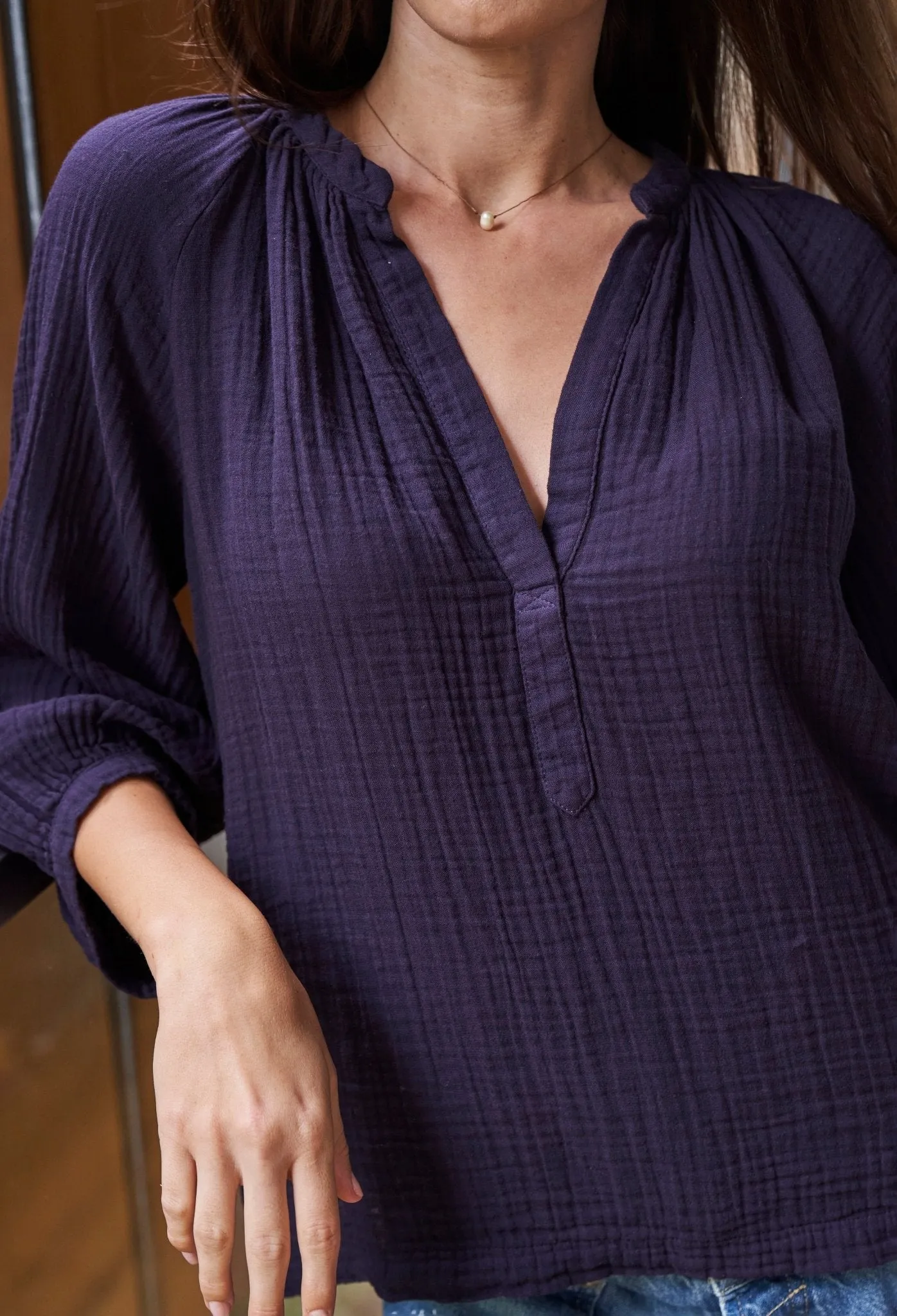 Aubergine Gauze Top
