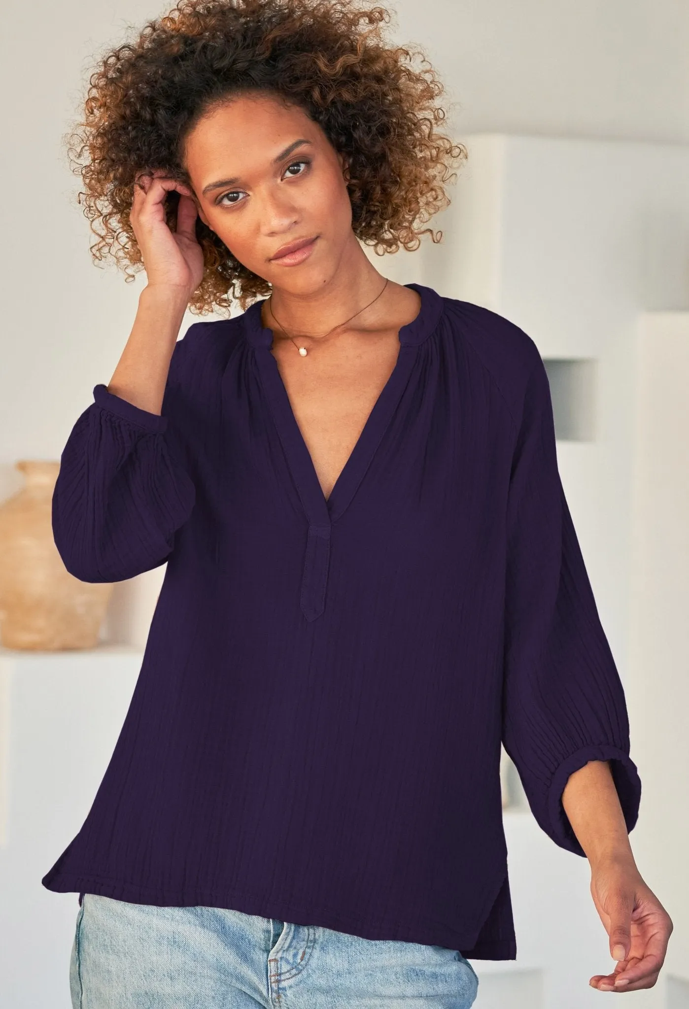 Aubergine Gauze Top